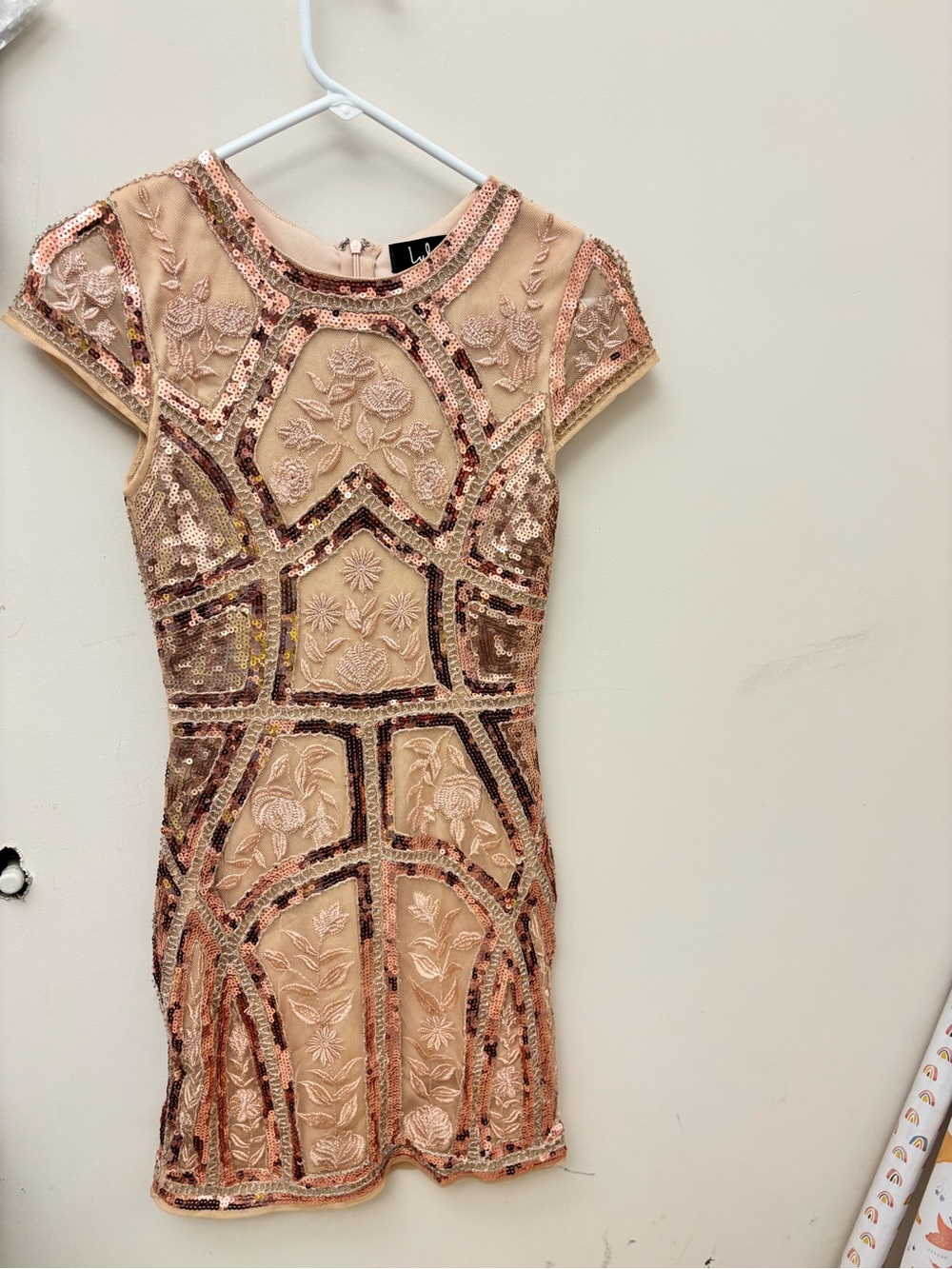 Lulus Spread Your Shine Rose Gold Sequin Embroidered Bodycon Dress Pink